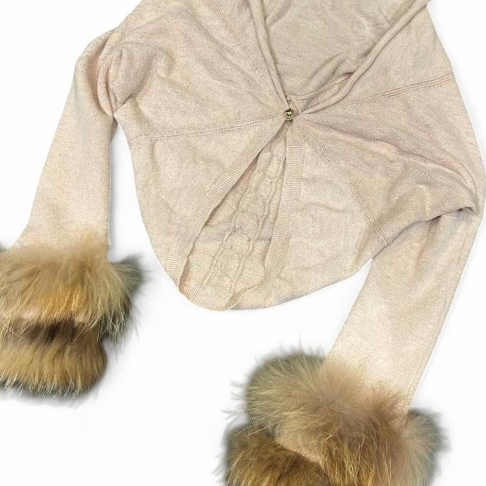 Class cavalli cream fur cardigan